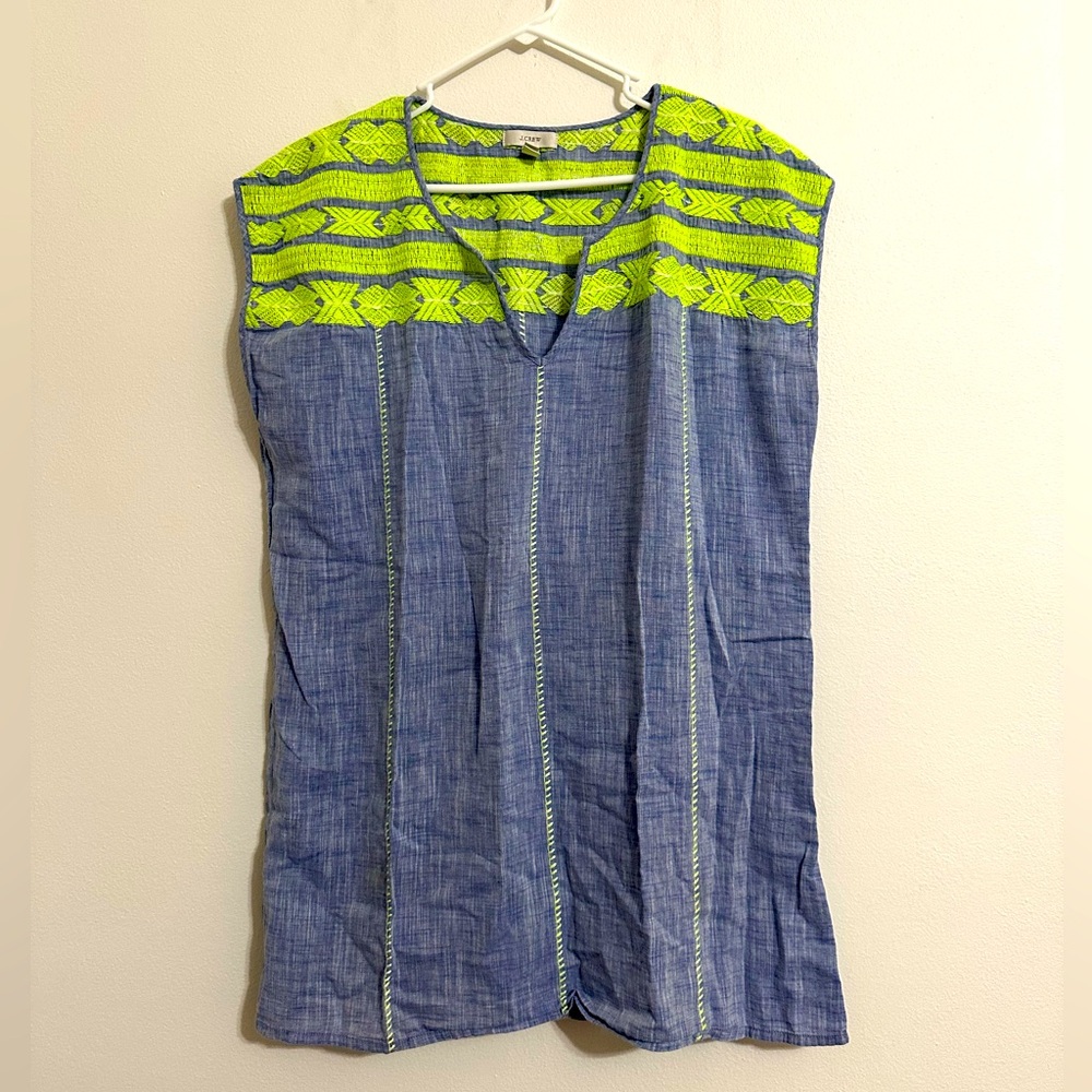 J. Crew Tunic Top with Neon Detail